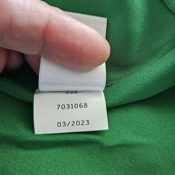 CeCe Womens Top Sz S Green Swiss Clip Dot Mock Neck Ruffles Teacher Career - Picture 12 of 12